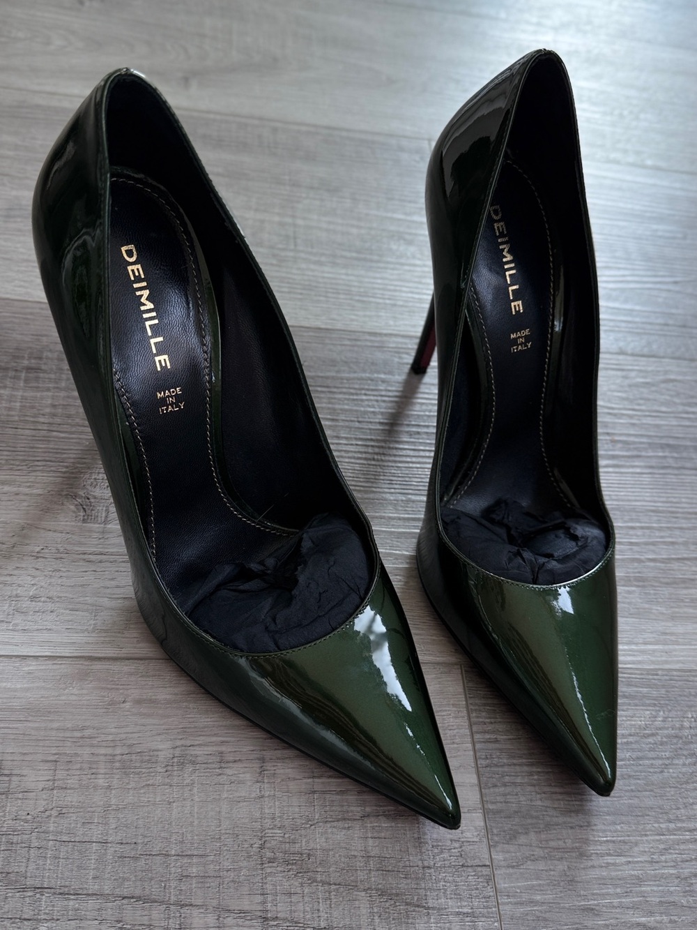 Vero Cuoio Dark Green Patent Pointed-Toe Stiletto Pumps